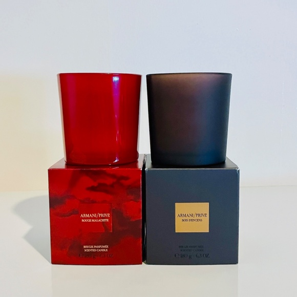 Armani Prive Two Empty Glass Candle Containers Rouge Malachite & Bois D'Encens - Picture 12 of 12